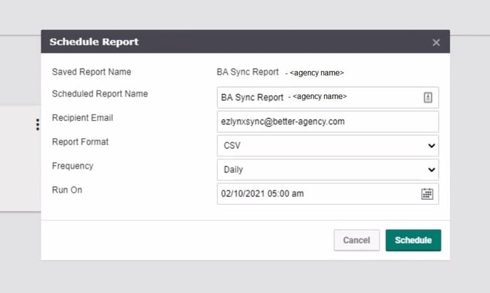 EZLynx - Schedule Report